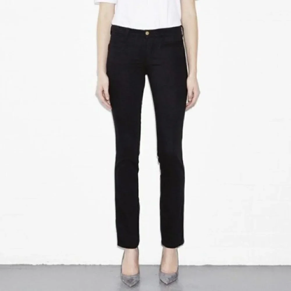 NEW Anthropologie M.i.H Oslo Slim Fit Black Long Jeans Size 24